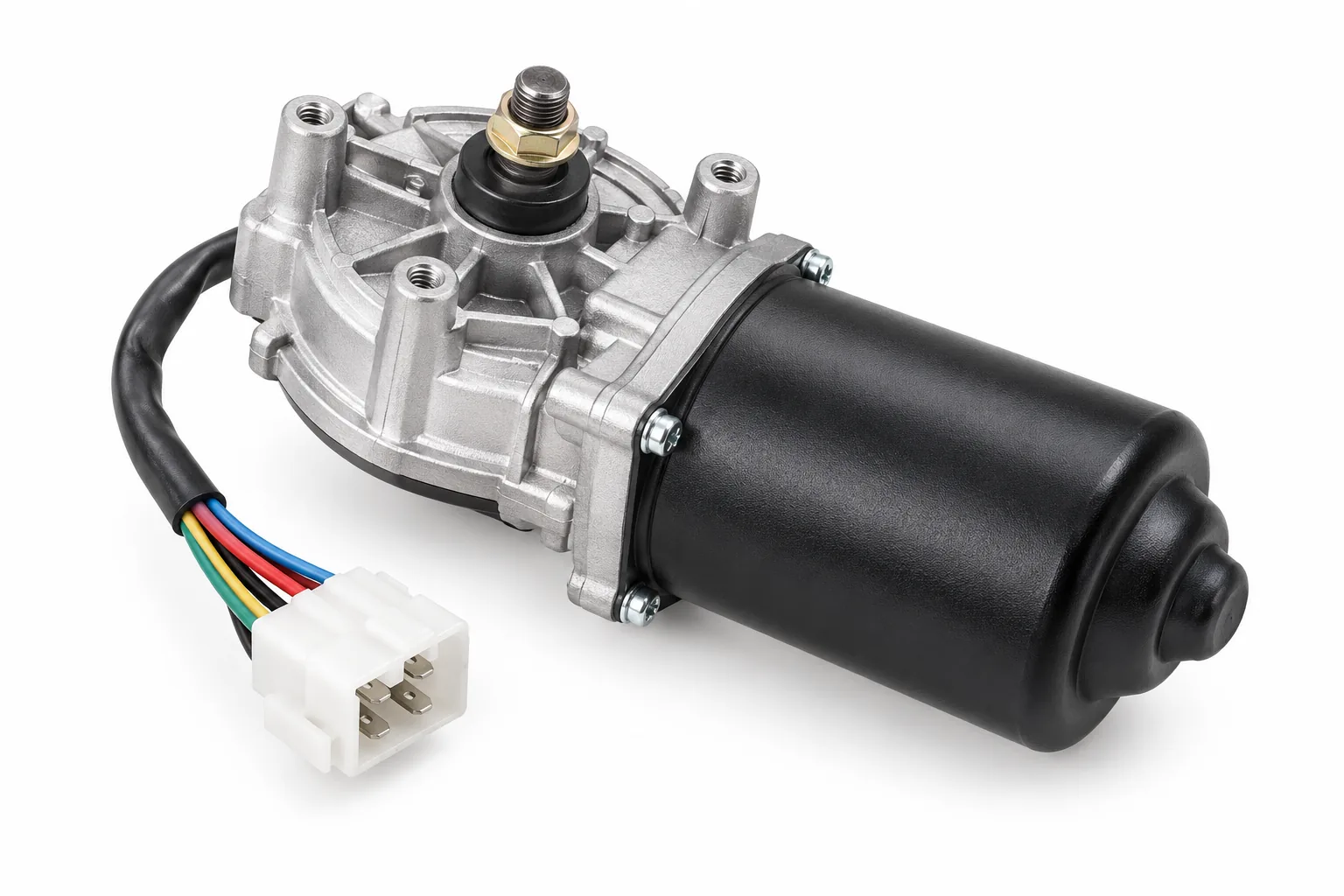 Image 2: AI-generated representative wiper motor, side view; not the actual used unit.