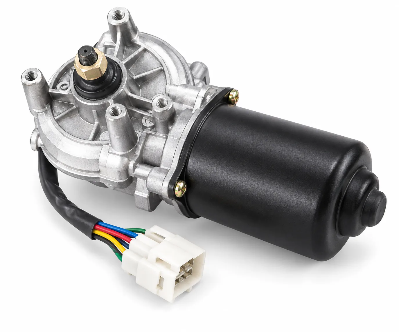 AI-generated representative Automann-style wiper motor, front view; not the actual used unit.