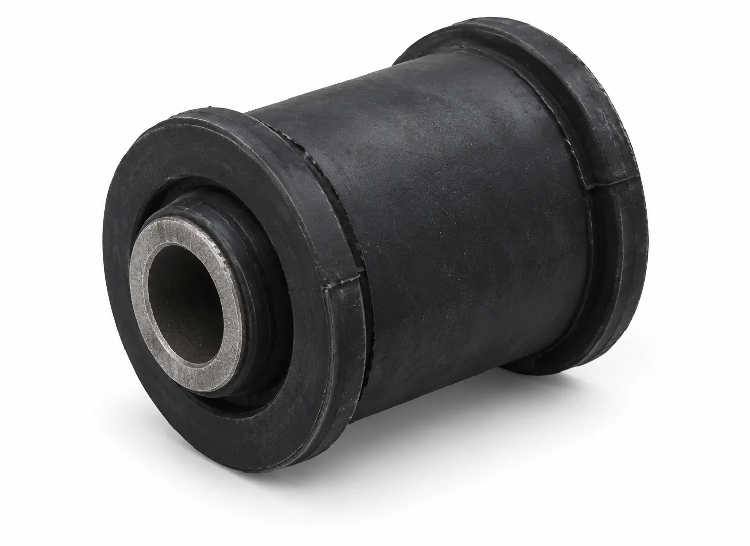 Image 4: AI-generated representative illustration of a spring rubber bushing, elevated three-quarter view on white. Not the actual used part.