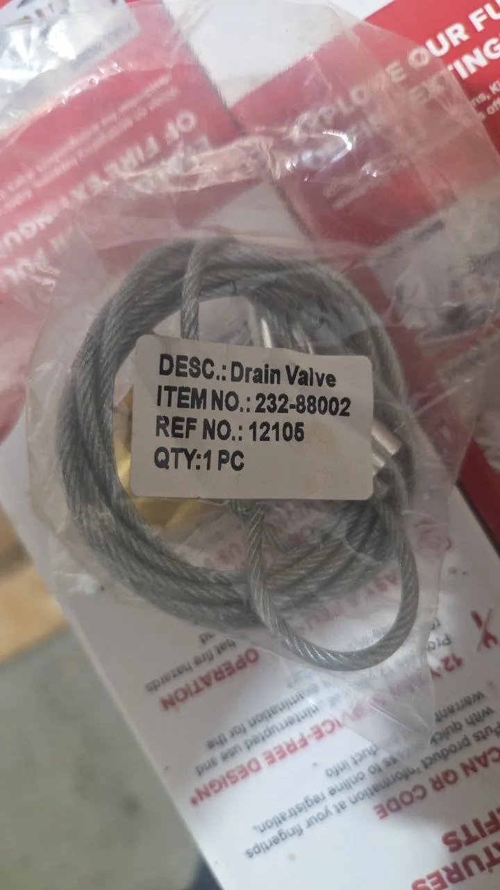 Original package photo: drain valve item 232-88002, reference 12105, one piece with coiled pull cable
